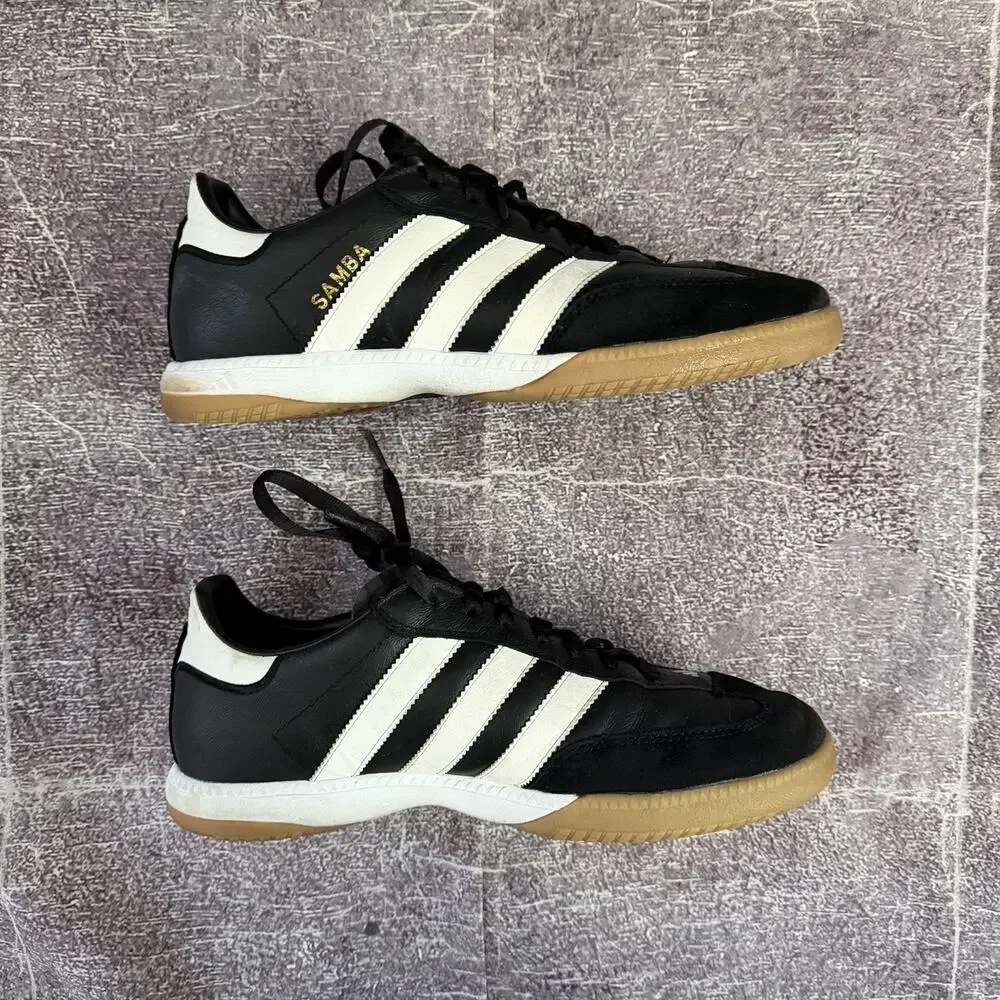 Men's Adidas Samba Millennium Leather Black White Gum Low Soccer Sz 8 (088559)